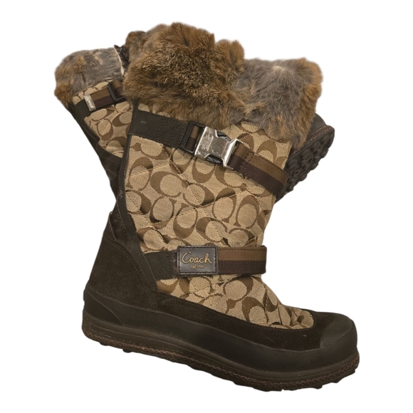 Coach Tan and Brown Signature Winter Boots - Picture 1 of 12